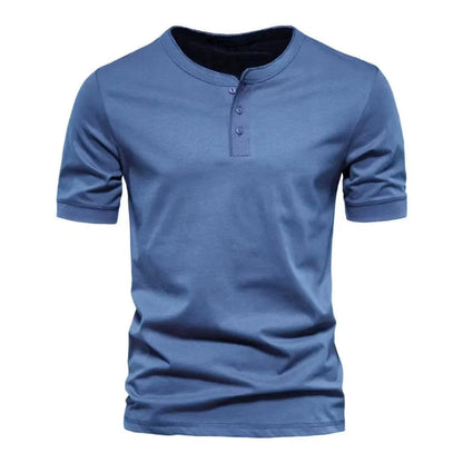 Herren T-Shirt mit Knopfverschluss Weiches Baumwollshirt Modern