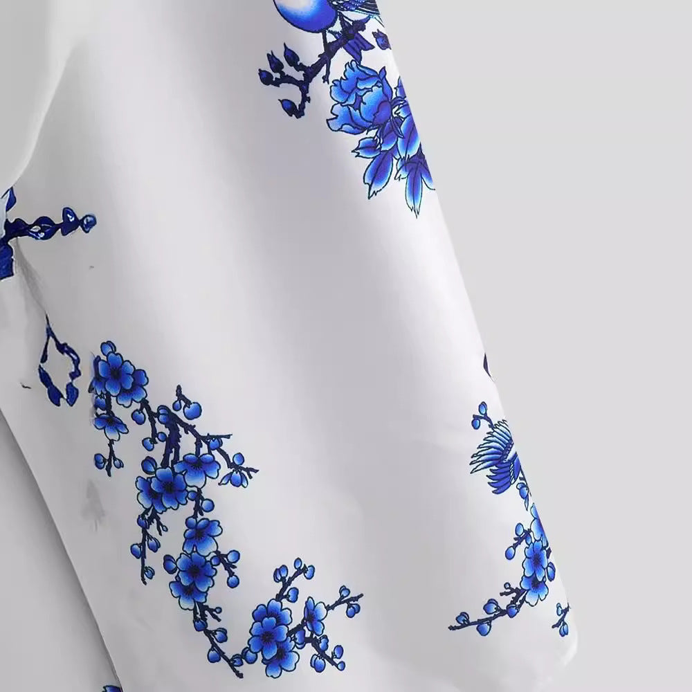 Herren Kurzarmhemd mit Blumenmuster und hochwertigem Stoff