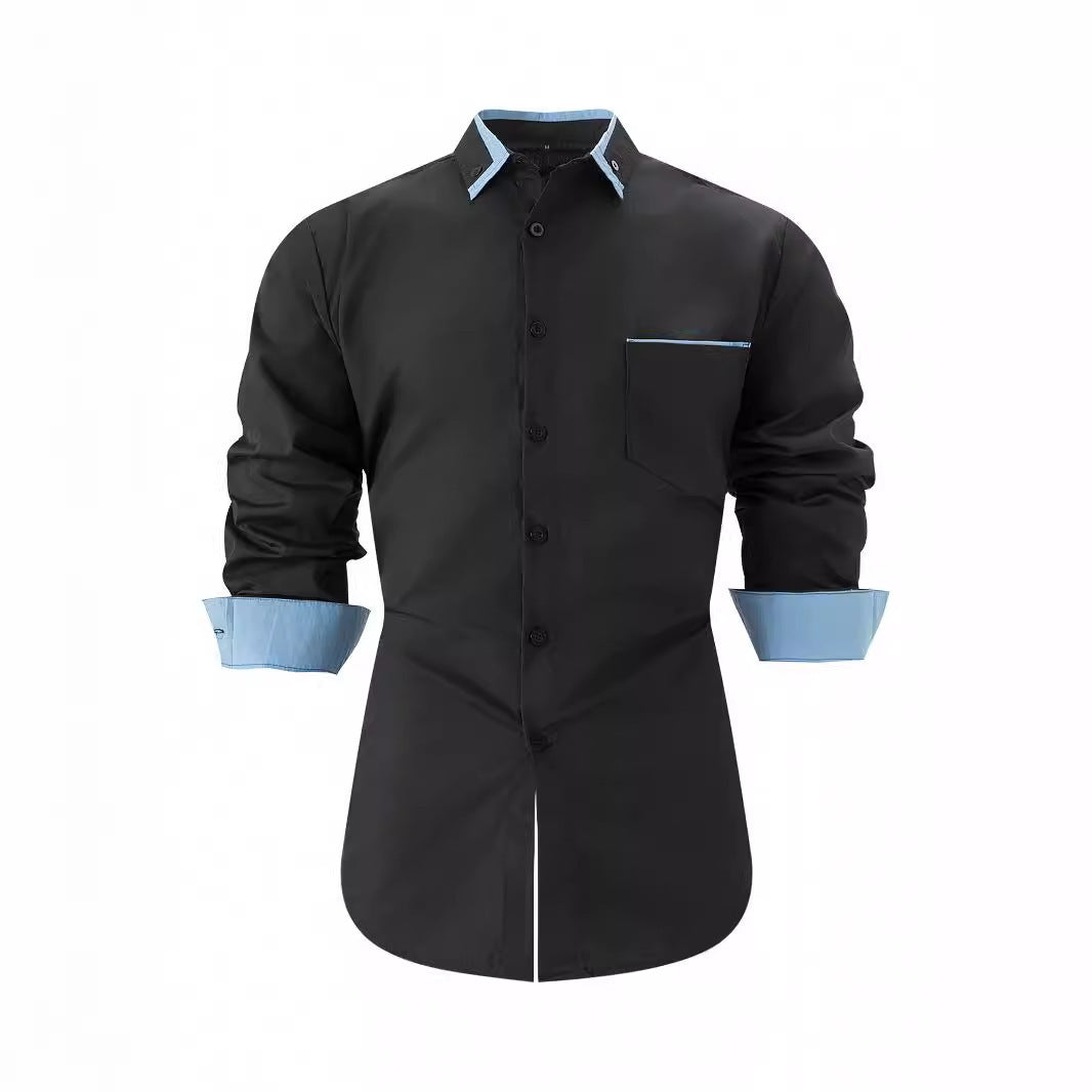 Herren Langarmhemd mit Kontrastdetails Modern Stylish
