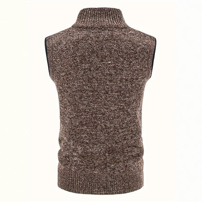Herren Strickweste Hochkragen mit Taschen Modern
