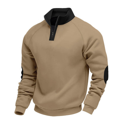 Herren Sportpullover Halbzipper Kontrastärmel Sportlich