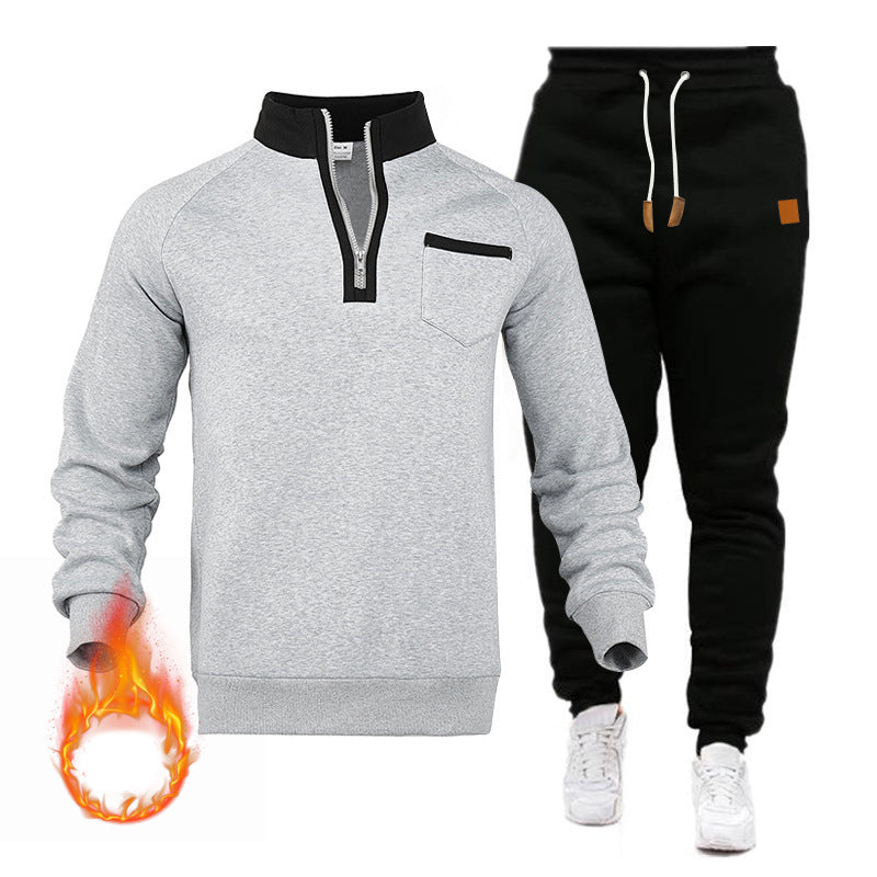 Herren Sportswear Set Stehkragen Jogginganzug mit Brusttasche
