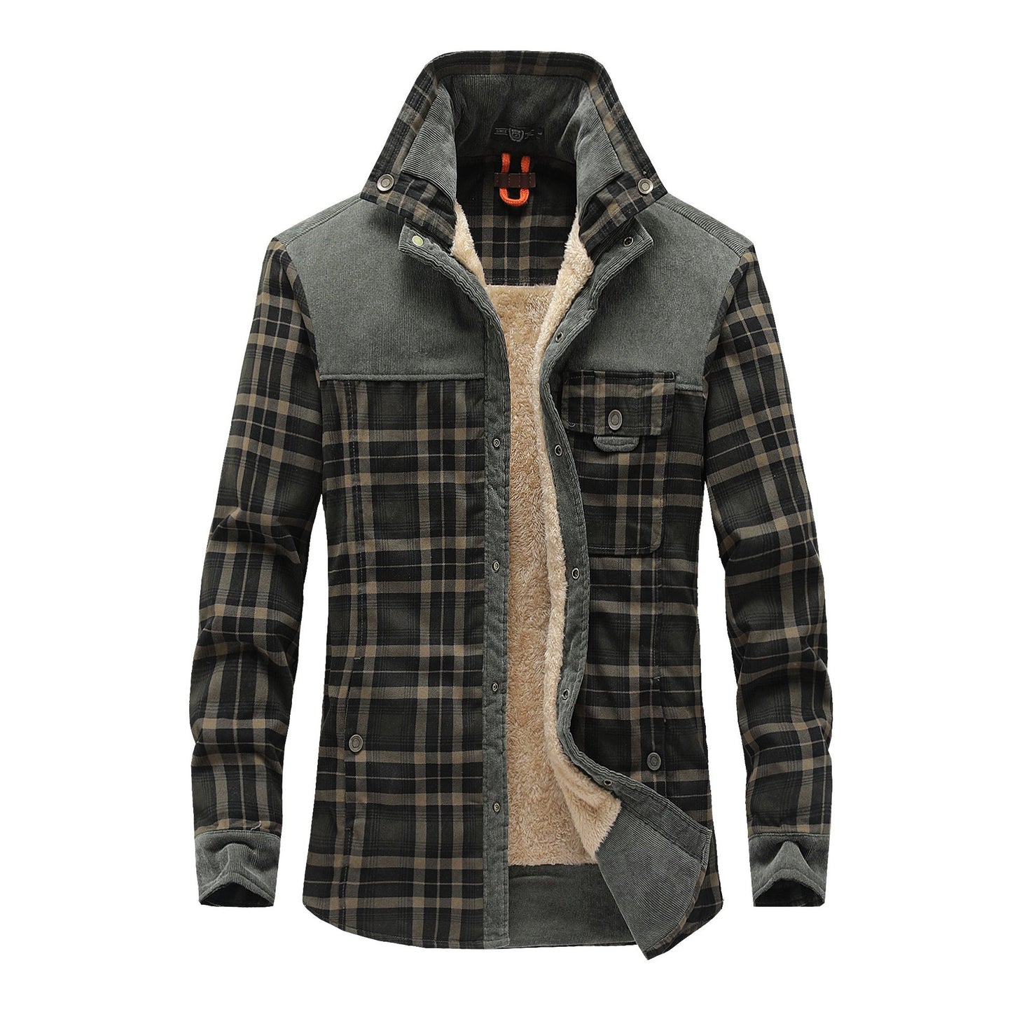 Herren Flanelljacke Warm Fleece Innenfutter Lässig