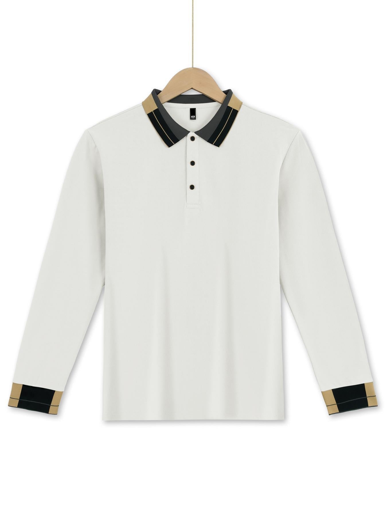 Herren Polohemd Langarm Modern mit Kontrastkragen