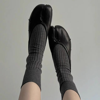 Damen Ballerinas Lederschuhe Weich Bequem
