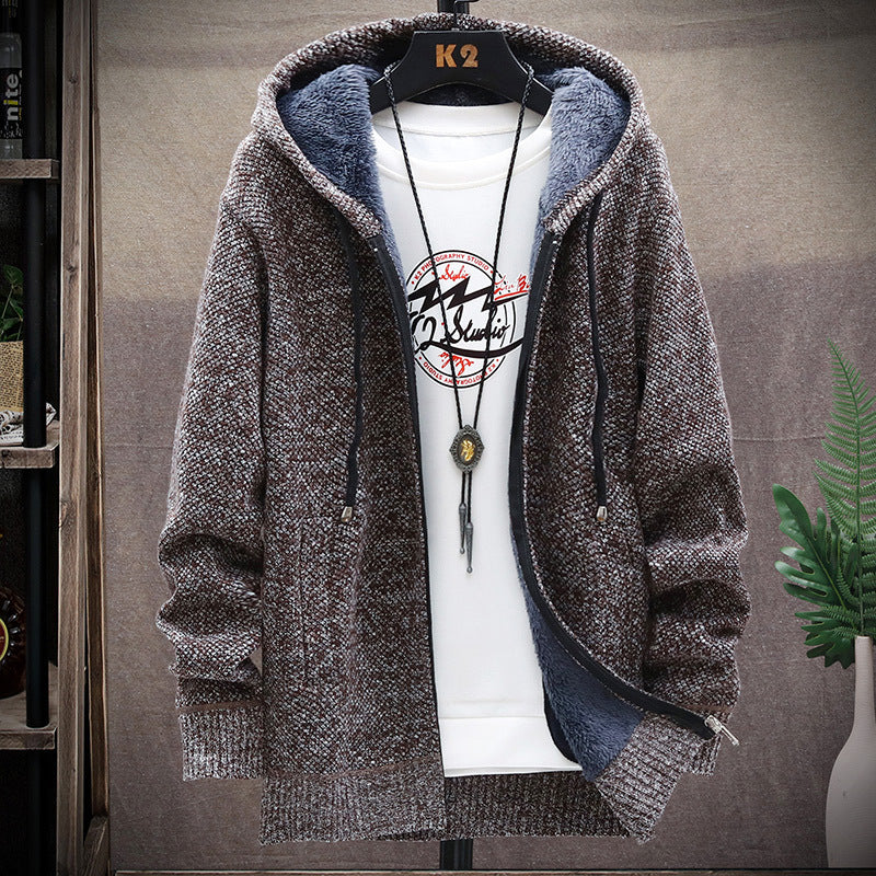 Herren Strickjacke Kapuze Weich Warm