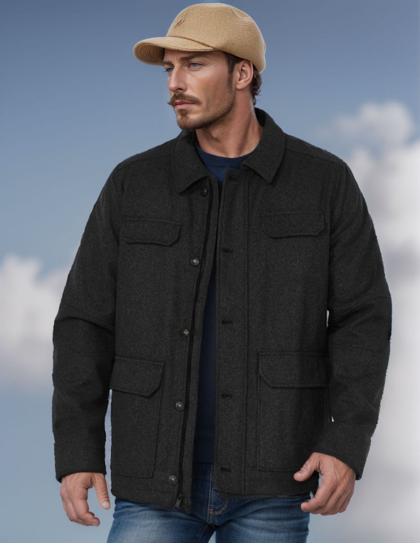 Herren Wolljacke Modern Trendig Winter