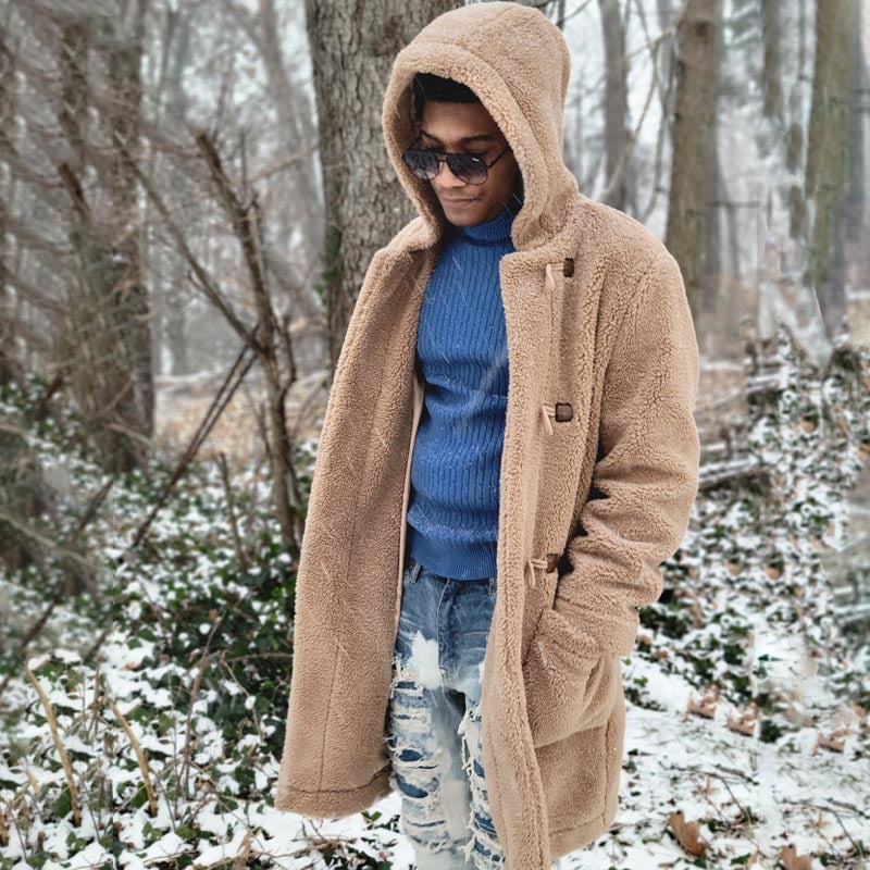 Herren Teddyjacke Kuschelig Mit Kapuze Warm