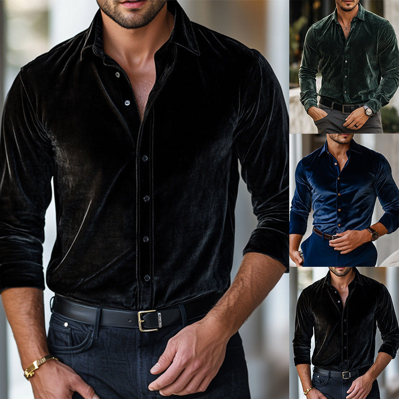 Elegantes Herren-Hemd aus Samt mit feinen Details - BerlinGlamour
