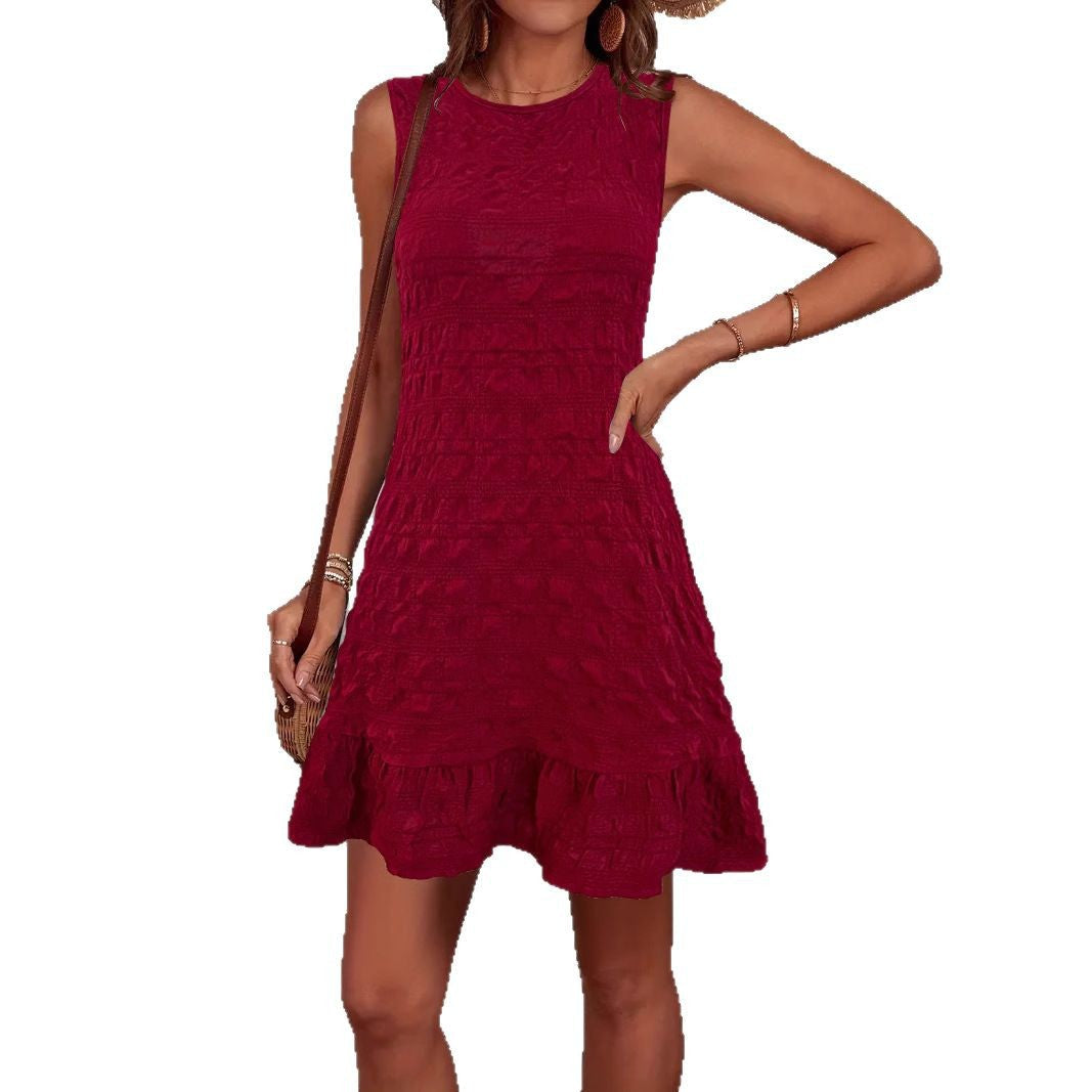 Sommerkleid Damen Ärmellos Rüschendetails Elegant Kurz