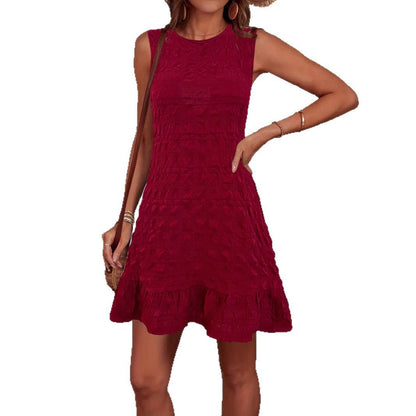 Sommerkleid Damen Ärmellos Rüschendetails Elegant Kurz