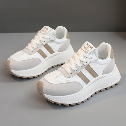Damen Plateausneaker Hoch Atmungsaktiv Mesh Weiß