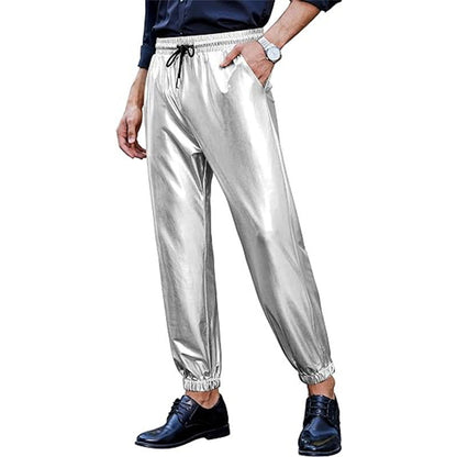 Herren Kunstlederhose Slim Fit Elastisch Modern