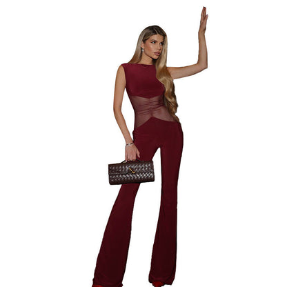 Damen Jumpsuit Figurbetont Modern Tailliert Glitzer