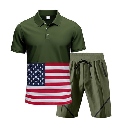 Herren Polo-Shirt Set Sportlich Flaggenmuster Berlin
