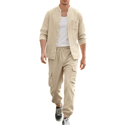 Herren Hemdjacke Bequem Baumwoll Mit Taschen