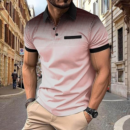 Herren Poloshirt mit modernem Punktdesign Schwarz