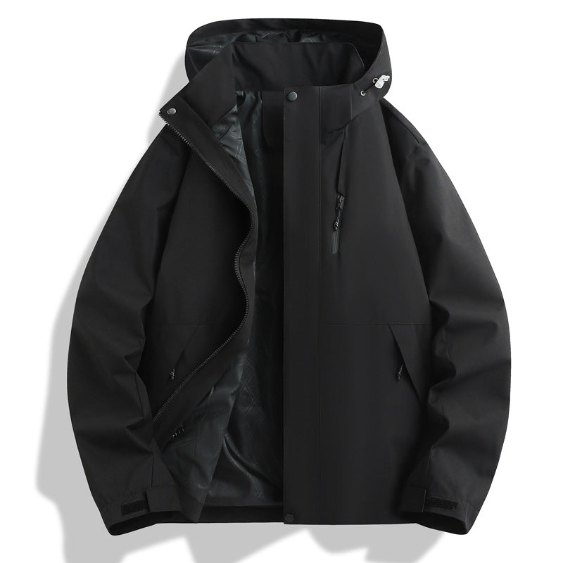 Herren Funktionsjacke Wetterfest mit Verstellbarem Kapuzen-Kragen