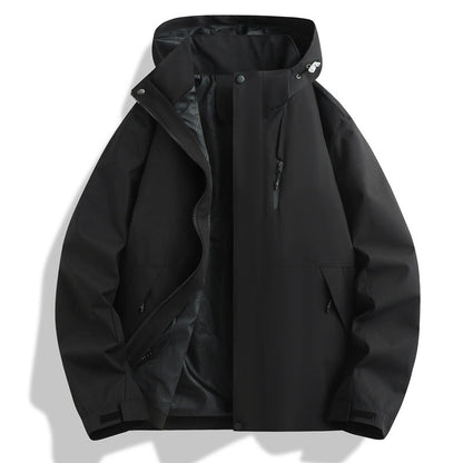 Herren Funktionsjacke Wetterfest mit Verstellbarem Kapuzen-Kragen
