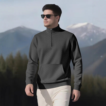Herren Pullover Sportlich Stehkragen mit Taschen