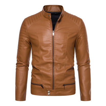 Herren Lederjacke Modisch mit Nieten und Reißverschluss - BerlinGlamour