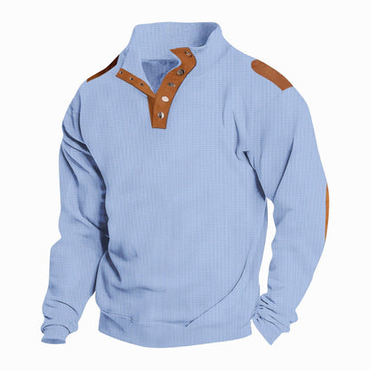 Herren Pullover Stehkragen Modern Knopf Details Elegant