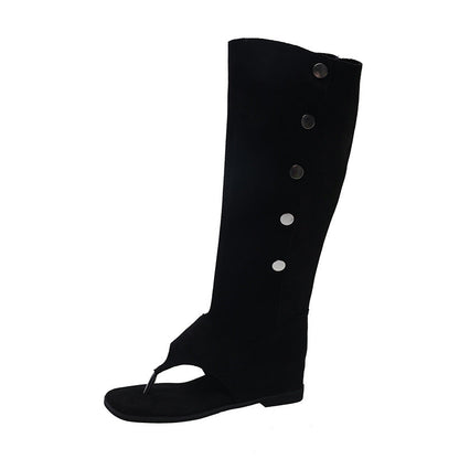 Damen Stiefel Offen modisch Riemendesign Elegante Knöpfe