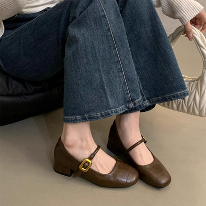 Damen Ballerinas Komfortabel mit Riemen und Schnalle Modisch