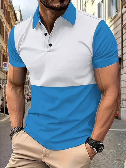Herren Poloshirt Atmungsaktiv Modern Farbblockdesign
