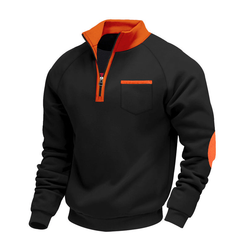 Herren Sweatshirt Stehkragen Taschen Modern Sportlich