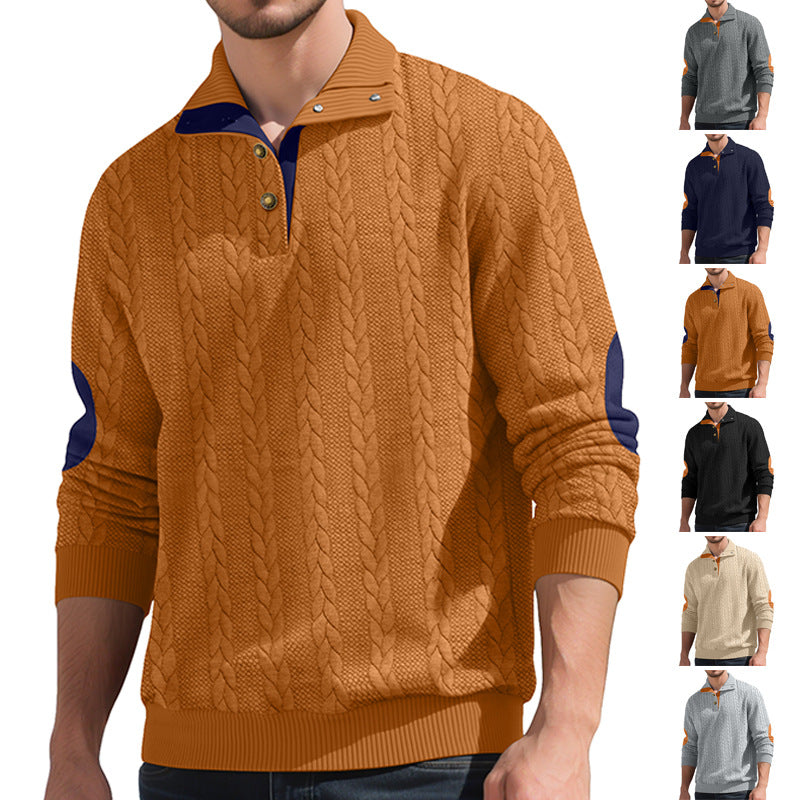 Herren Strickpullover Modern mit Knöpfen und Kontrastfarben - BerlinGlamour