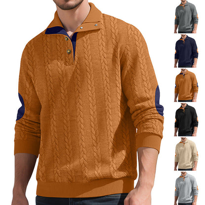 Herren Strickpullover Modern mit Knöpfen und Kontrastfarben - BerlinGlamour