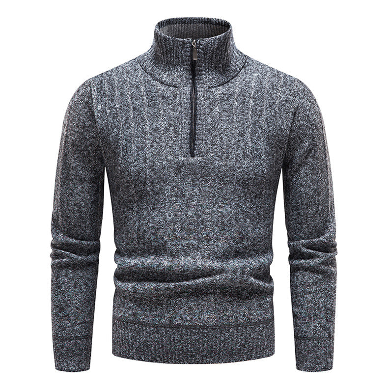 Herren Strickpullover Eleganter Kurzreißverschluss Struktur - BerlinGlamour