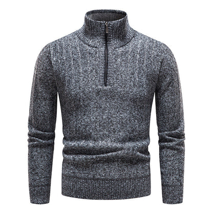 Herren Strickpullover Eleganter Kurzreißverschluss Struktur - BerlinGlamour