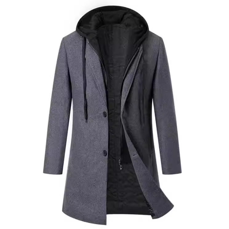 Herren Mantel Eleganter Wintermantel mit Kapuze und Taschen - BerlinGlamour