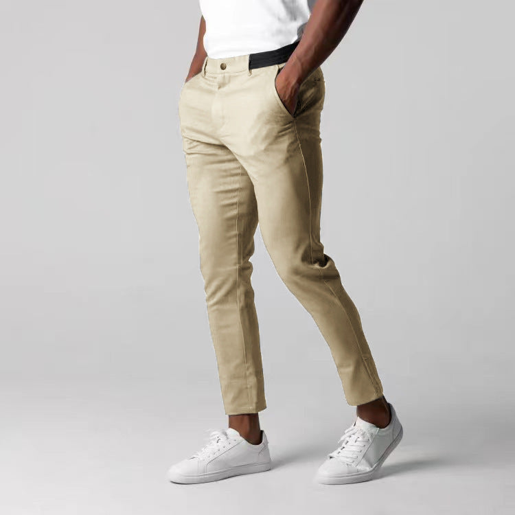 Herren Slim Fit Hose Elastisch Chinostil