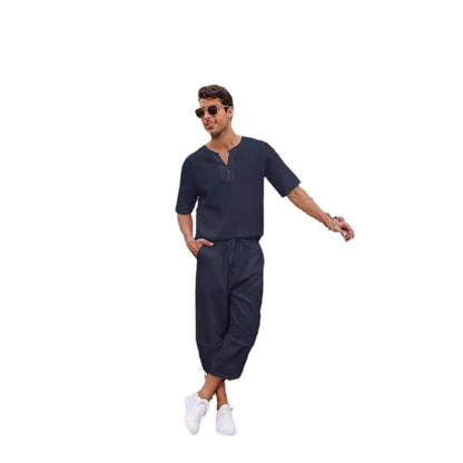 Herren Freizeitanzug-Set mit Knopfleiste Modern Stylisch