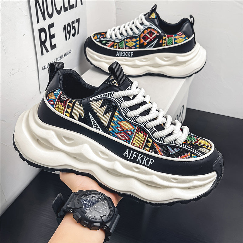 Damen Sneaker Ethno Stil Bequem Dämpfende Sohle