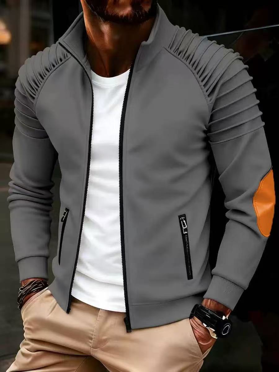 Herren Jacke Sportlich Mit Plissé Ärmeln Trendig