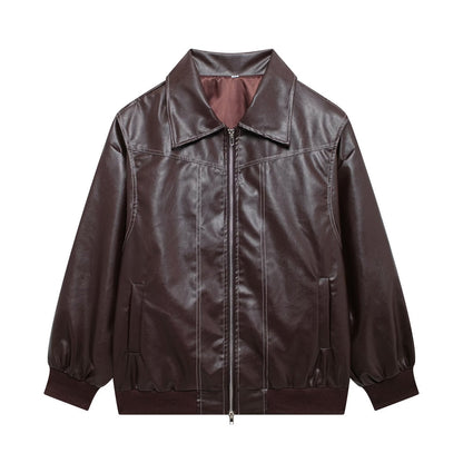 Lederjacke Damen Modern mit Reißverschluss und Taschen