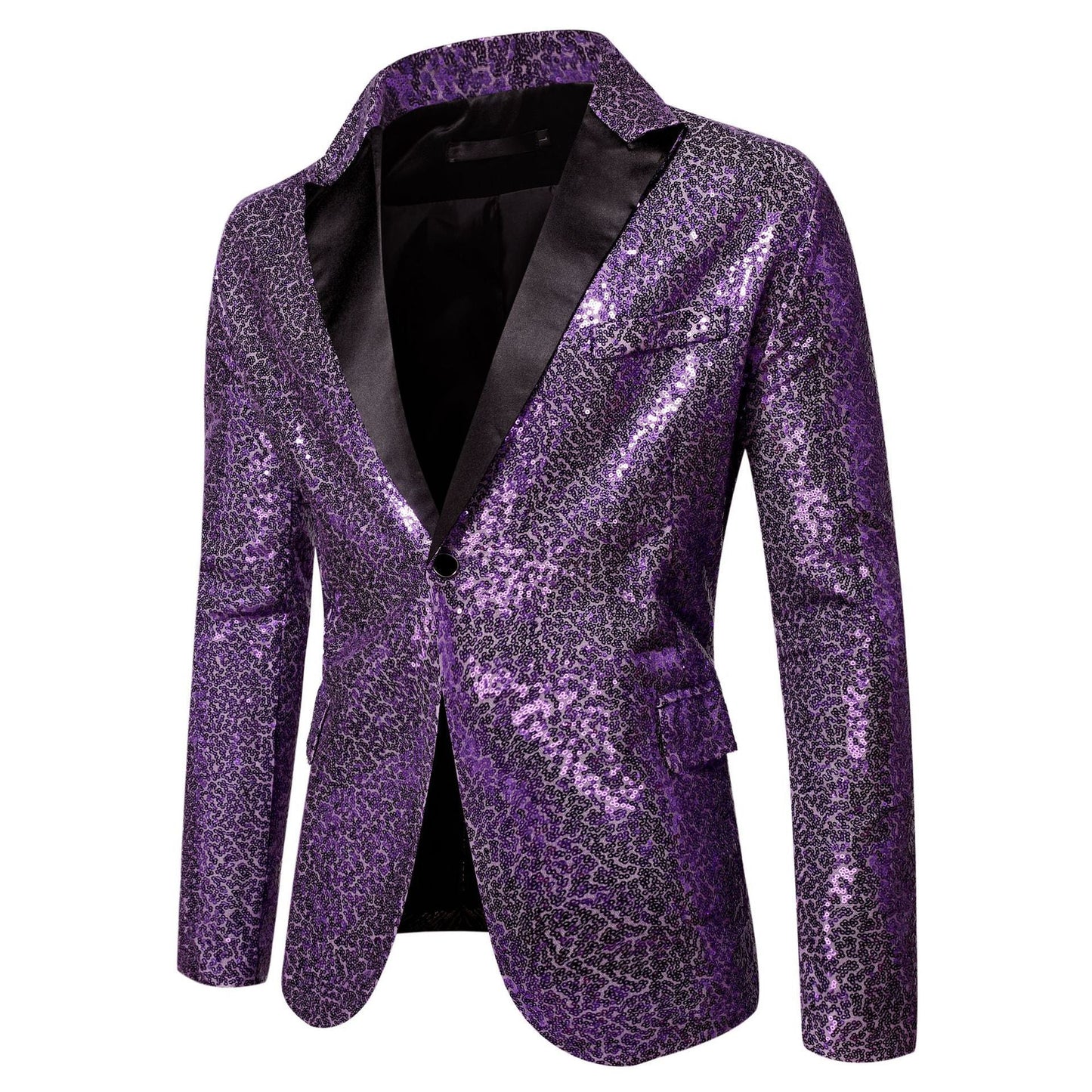 Herren Glitzer Smokingsjacke Schwarz Elegant