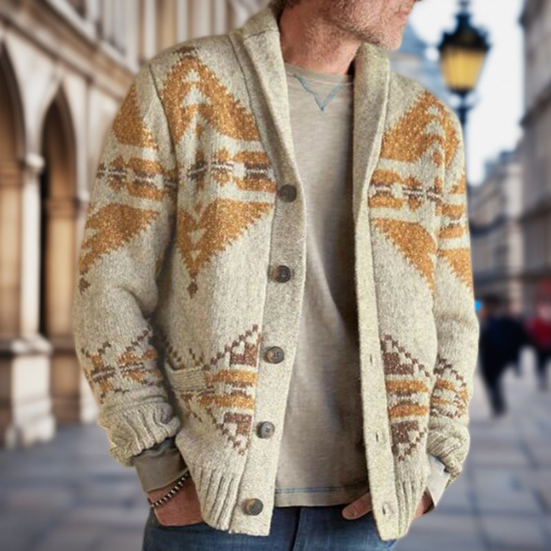 Herren Strickjacke Geometrisch Warm mit Weichem Innenfutter