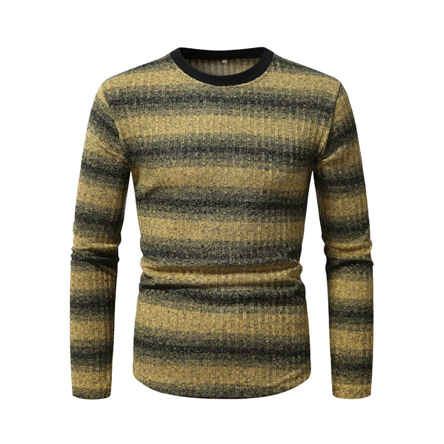 Herren Langarmshirt Strukturiert Streifenmuster Modern