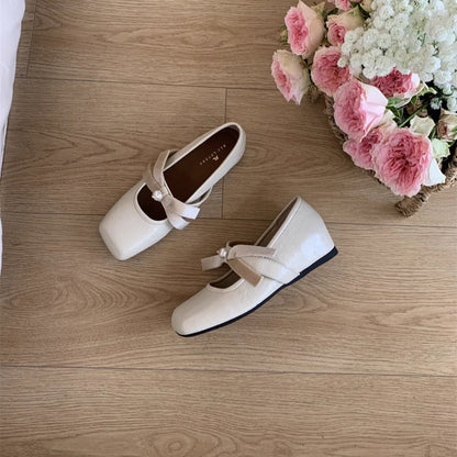 Damen Ballerinas Schleifenakzent Perlen Elegant