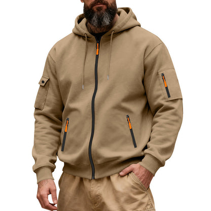Herren Kapuzenjacke Praktisch mit Reißverschluss-Taschen Funktionell