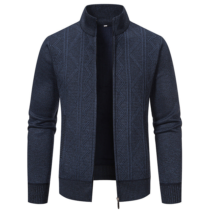 Herren Strickjacke Modern Reißverschluss Muster Pullover