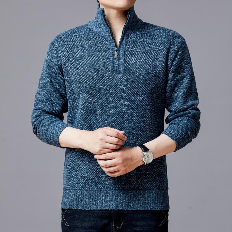 Herren Strickpullover Moderner Stehkragen Grobstrick Optik