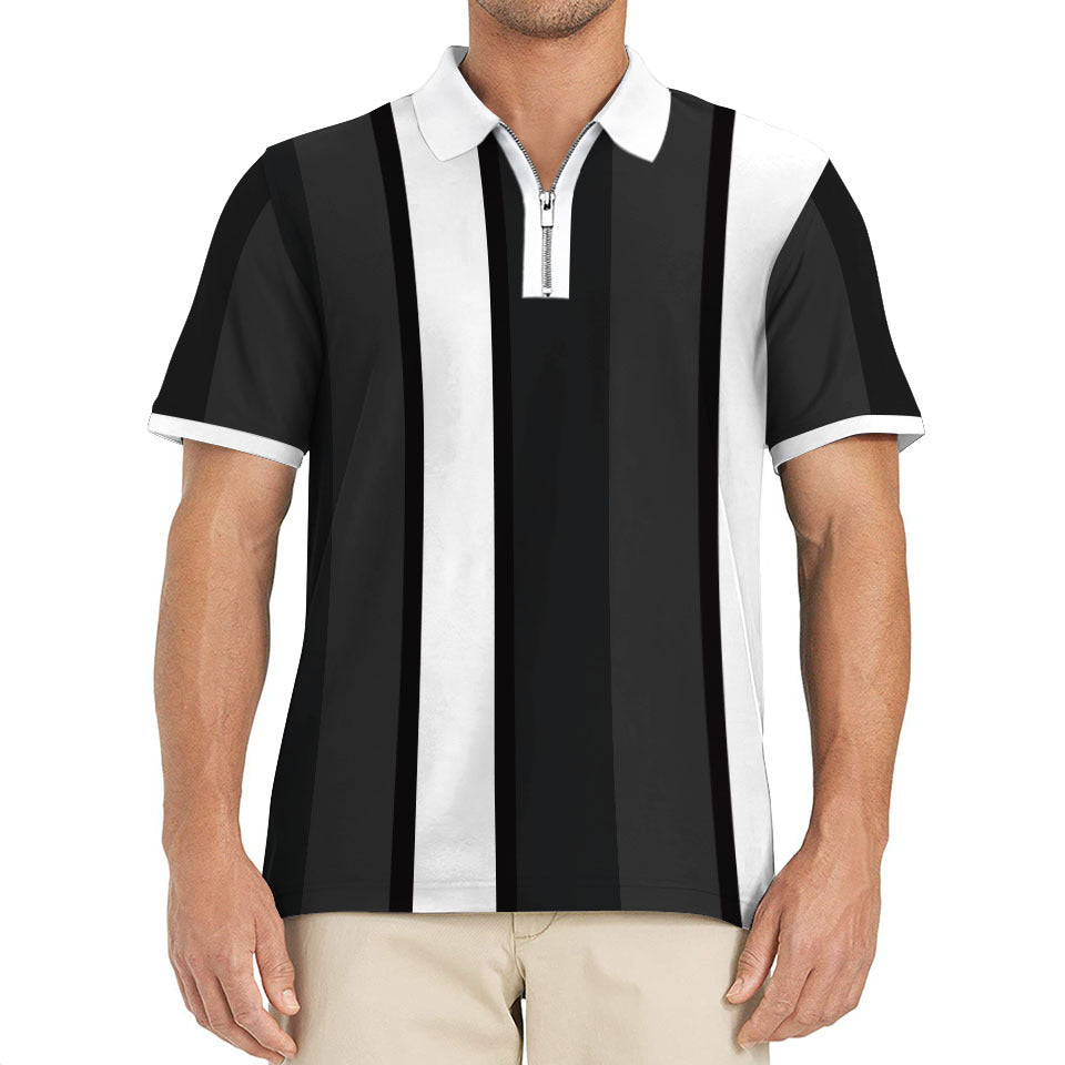 Herren Poloshirt Modern mit Reißverschluss und Streifen
