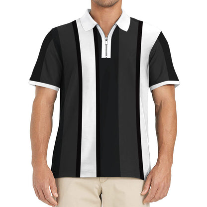 Herren Poloshirt Modern mit Reißverschluss und Streifen