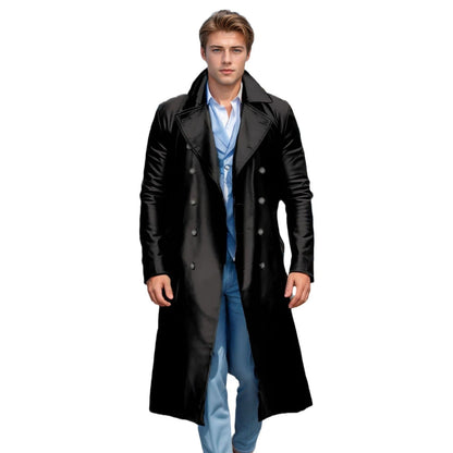 Herren Trenchcoat Elegant Glänzend Lang